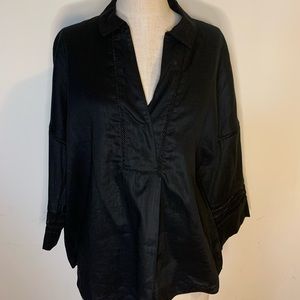 Black Line Blouse with Eyelit Cutouts